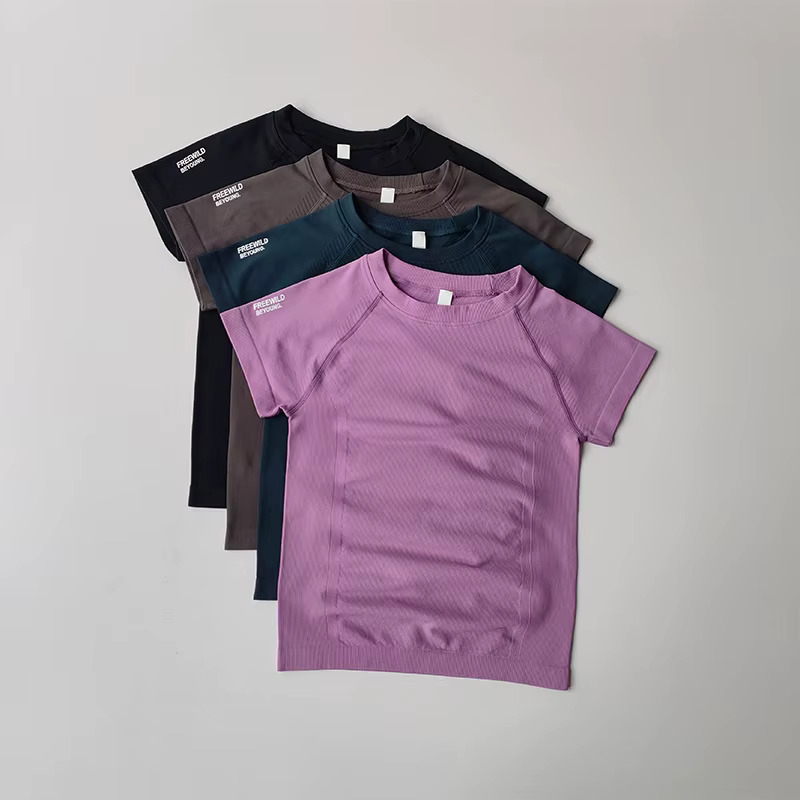 Costumes de Yoga pour femmes, hauts à manches courtes, collants extensibles, séchage rapide, T-shirt