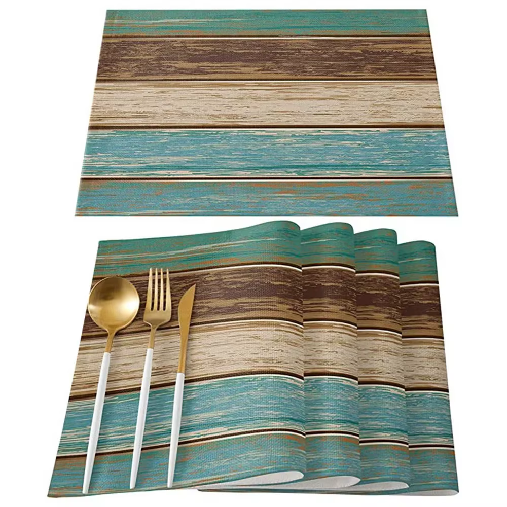 Set de 4 napperons en bois de grange rustique rétro, linge de bergame, décoration de table pour cuis