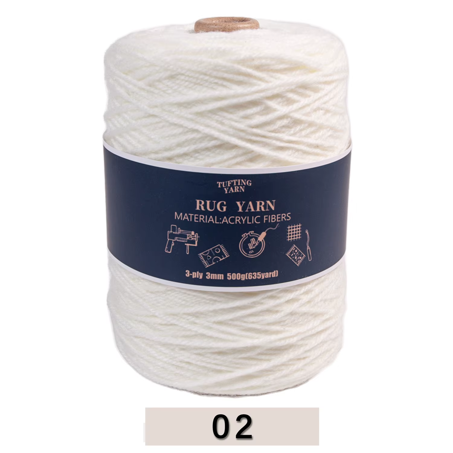 Fil à tapis 500g/rouleau, fibre acrylique douce pour la fabrication de tapis et les projets de décor