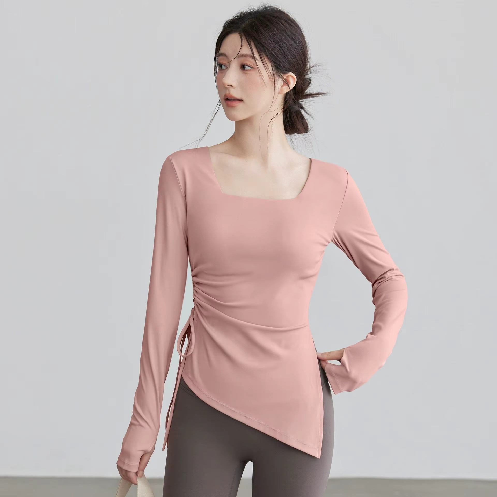Vêtements de yoga avec coussinets de poitrine, hauts de sport d'automne, amincissants pour la taille