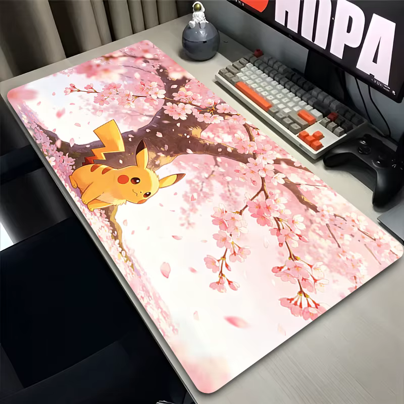 Tapis de souris Pokemon pour ordinateur, rose pastel, sakura Pikachu, tapis de clavier pour Gamer, p