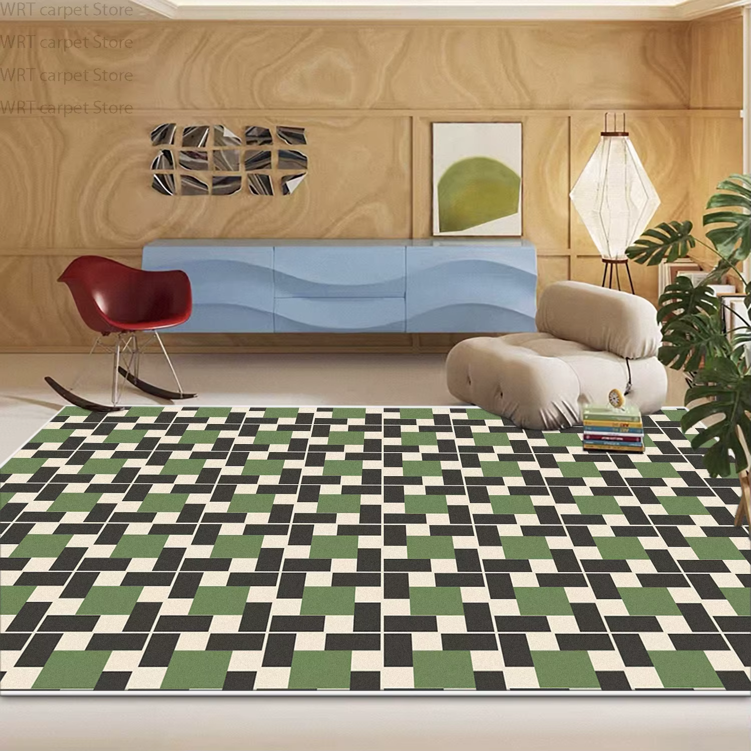 Tapis de salon géométrique moderne, lavable, antidérapant, pour la décoration de la chambre à couche
