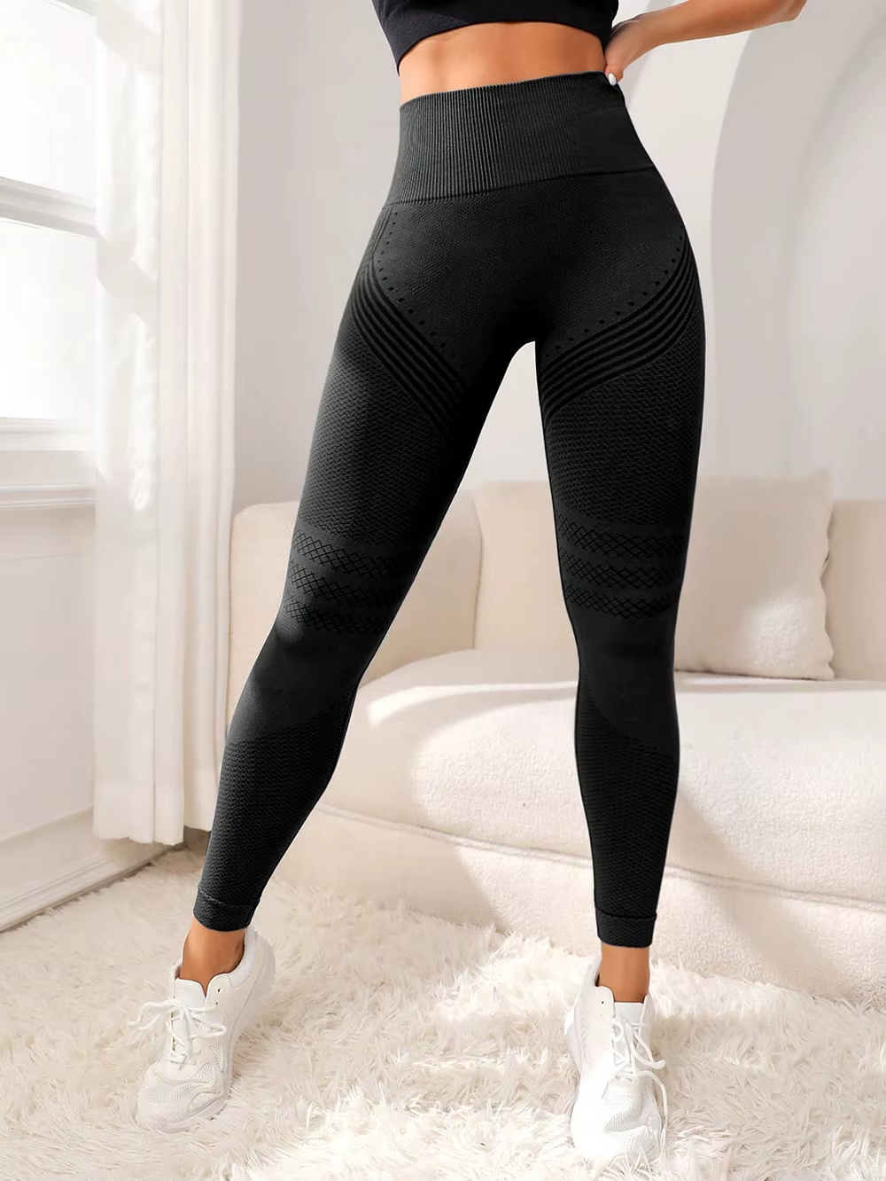 Pantalon de sport avec lignes sexy pour femme, pantalon de fitness élastique, pantalon serré, taille