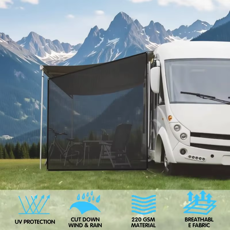 Kit de protection solaire et d'intimité pour auvent de caravane 9 x 7 pieds, écran en maille anti-ve