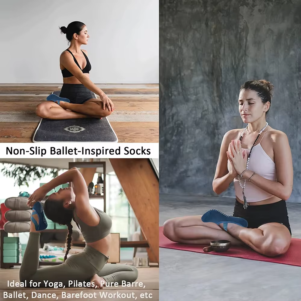 Chaussettes de Yoga respirantes de haute qualité pour femmes, chaussettes de Pilates à bandes antidé