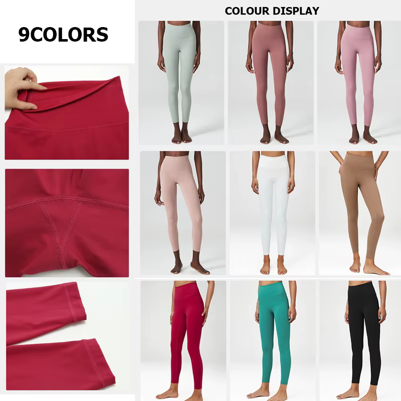 Pantalon de yoga extensible et doux pour femme, couleur unie, tissu doux, taille haute, legging de s