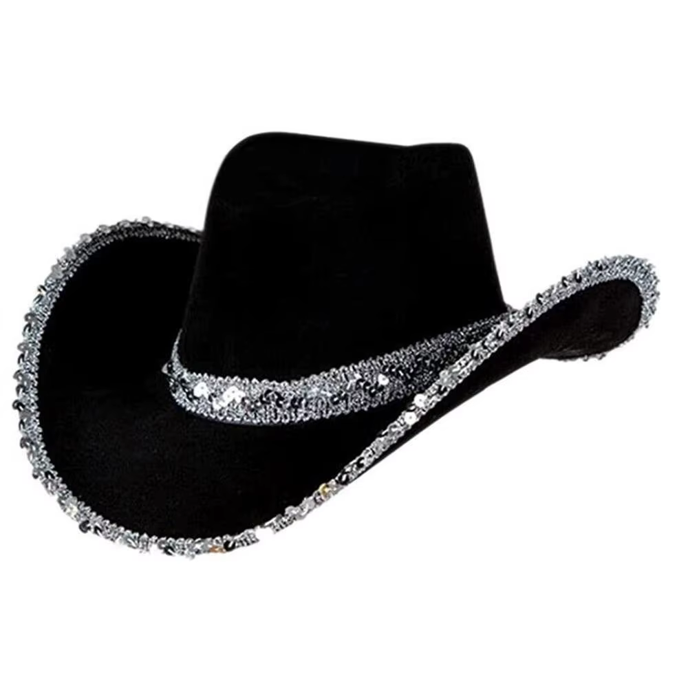 Chapeau de Cowgirl à Paillettes pour Femme, Accessoire de Mode pour Cosplay, Fête Costumée, Enterrem