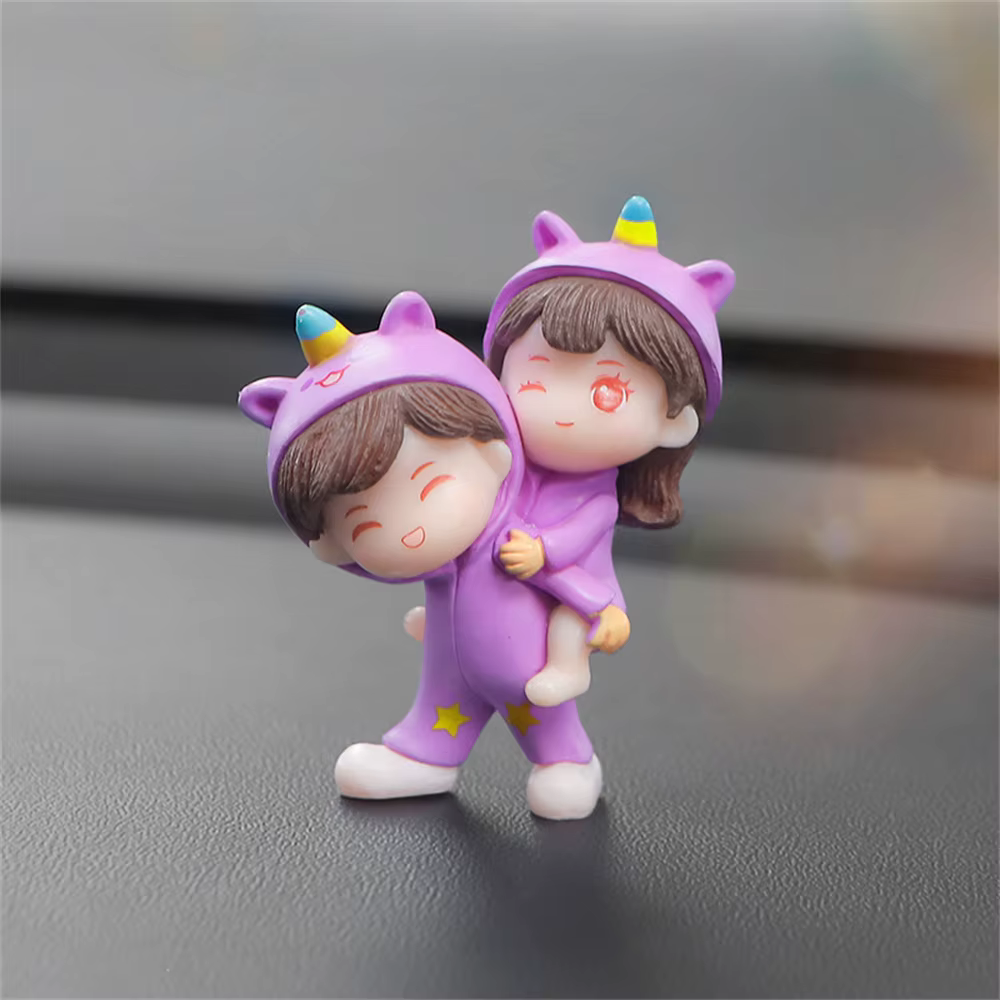 Vêtements de nuit licorne pour Couple, décoration de voiture, modèle de figurine de dessin animé, Co