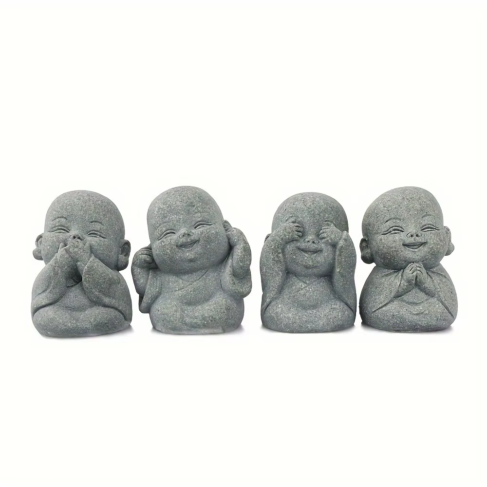 Statue de bouddha en pierre, petits moines bouddhistes, Figurines de bouddhisme tibétain, ornement d