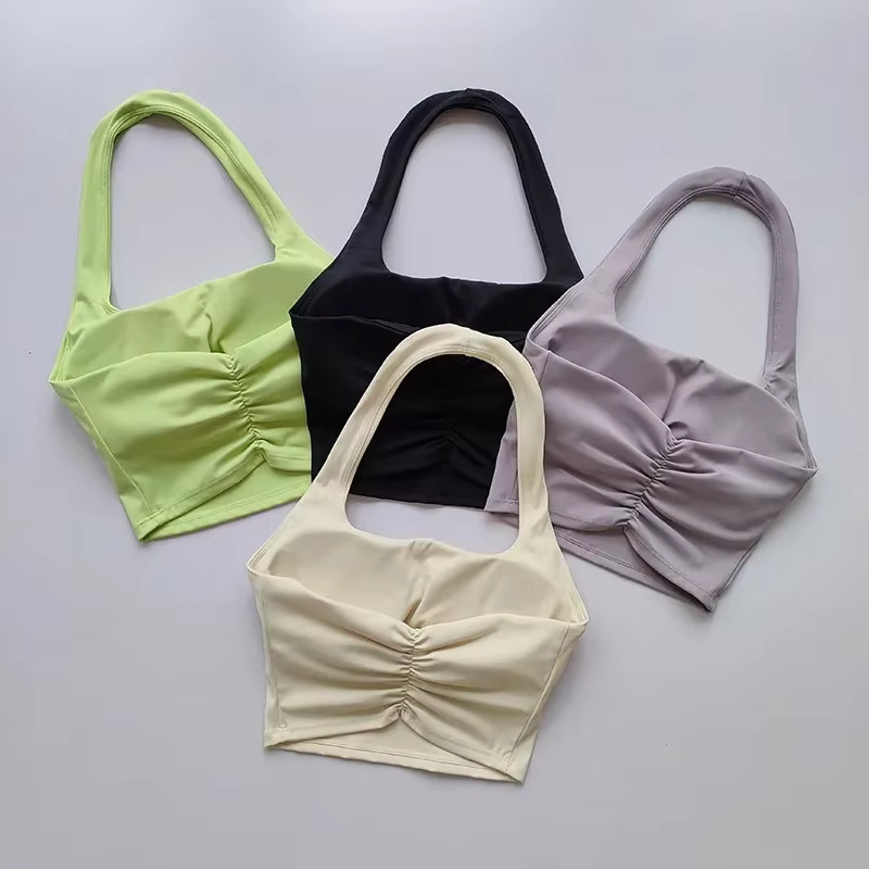 Camisole de yoga rembourrée dos nu sexy pour femmes, haut court de gymnastique, soutien-gorge de fit