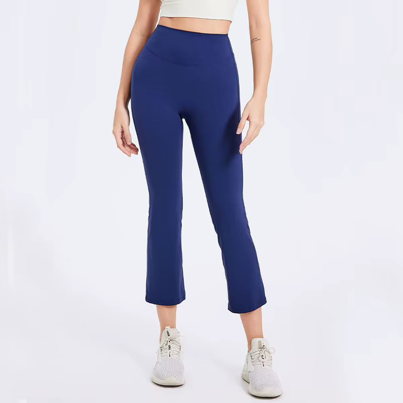 Pantalon de yoga Capri pour femmes, extensible, doux, taille haute, pantalon de fitness, couleur uni
