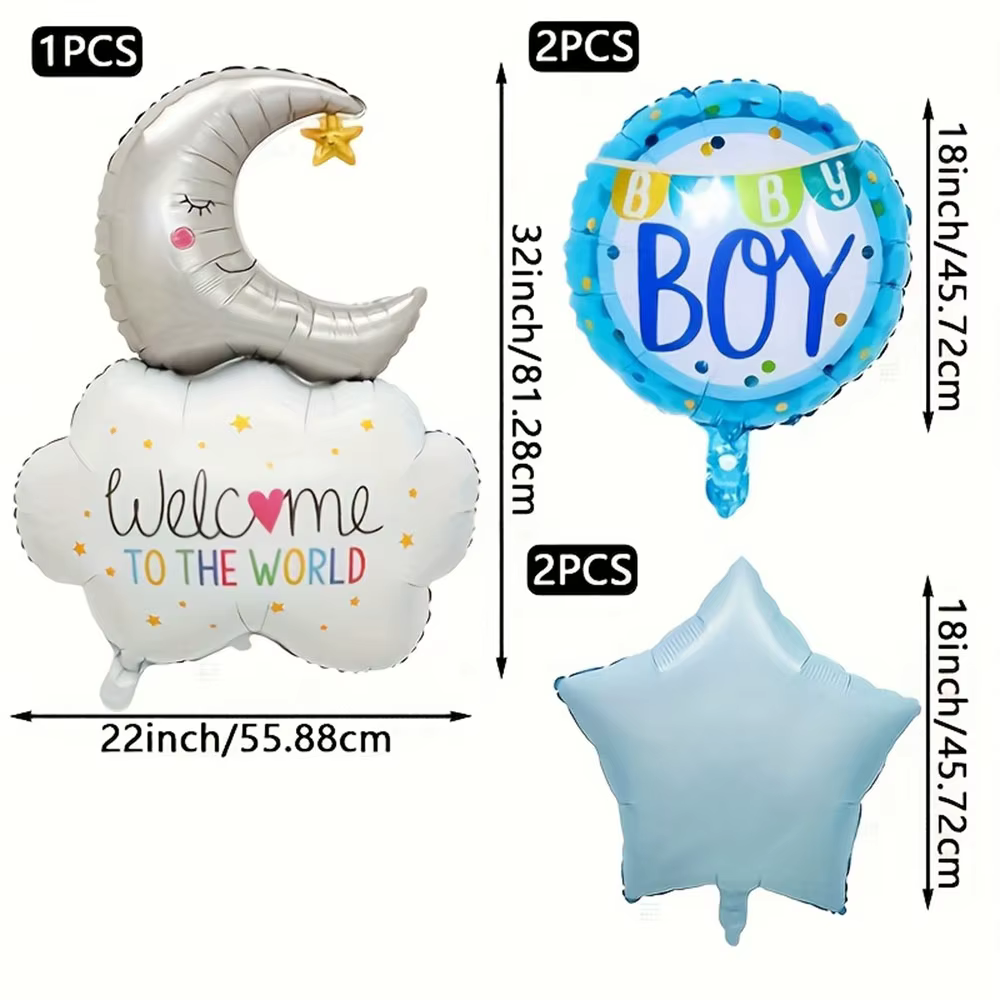 Ballons de décoration pour fête prénatale, nuage, lune, bleu, rose, bébé garçon et fille, révélation