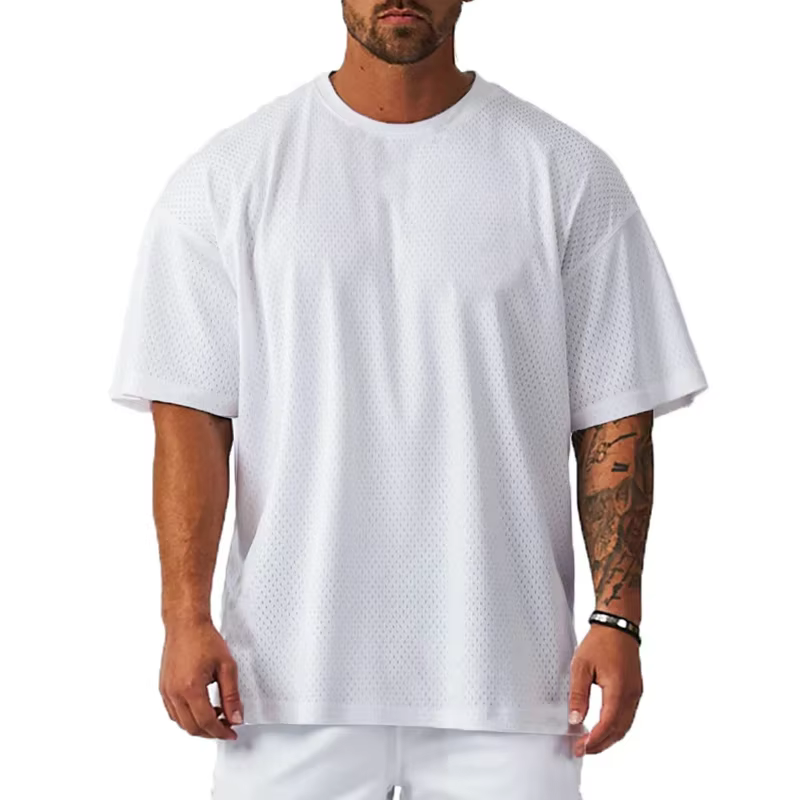 T-Shirts de Sport amples surdimensionnés à manches courtes, épaules tombantes, chemise de musculatio
