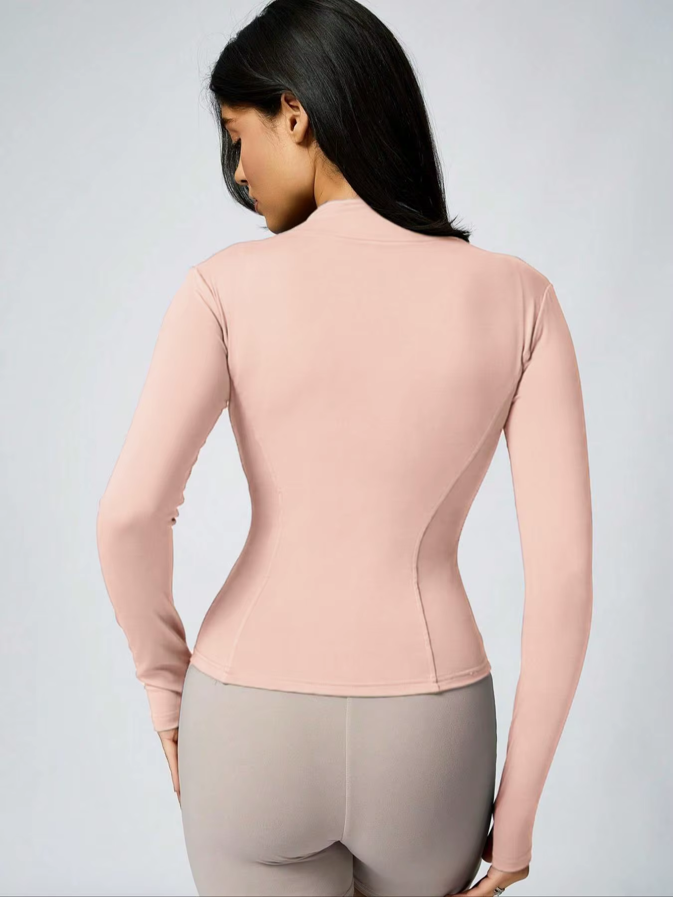 Fitfemme Veste d'entraînement athlétique respirante à manches longues et fermeture éclair pour femme