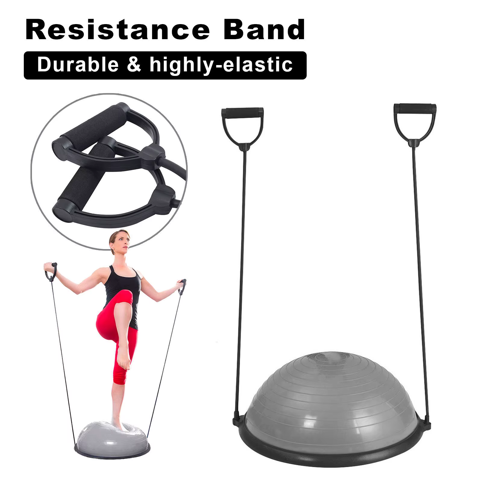 Demi-ballon d'exercice pour l'équilibre avec bande de résistance et pompe / Yoga / Air Dome / Fitnes