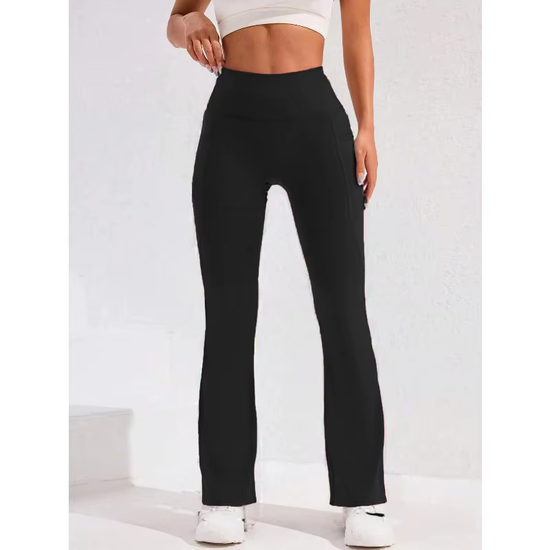 ​ ​ Pantalon de Yoga taille haute évasé pour femmes, avec poche, Push-Up, collants de course, jambes