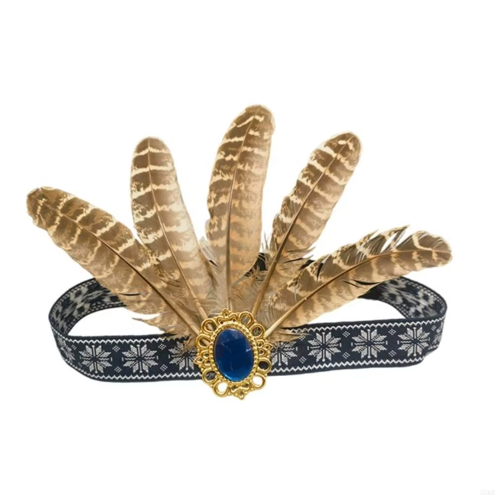 Serre-tête ethnique à plumes, coloré et léger, style indien, ornement capillaire pour célébrations