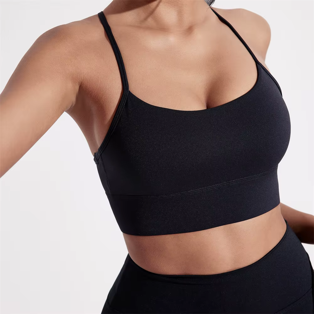 Soutien-gorge de Sport pour femmes, couleur unie, ligne en forme de Y, haut doux et serré, entraînem