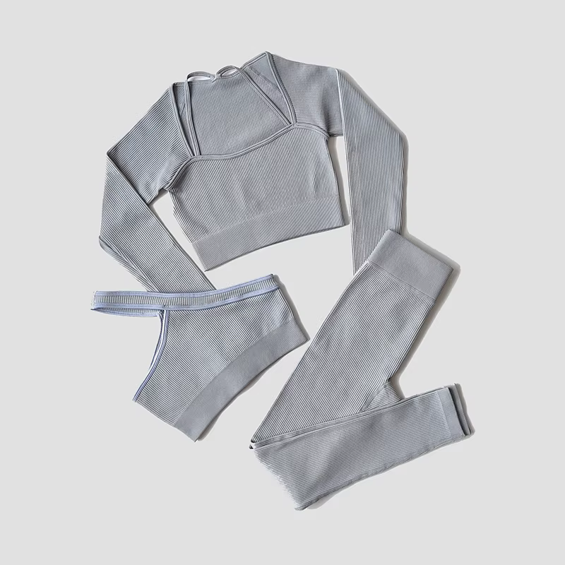 Ensemble de Yoga pour femmes, vêtements de gymnastique, survêtement, manches longues, haut court, so