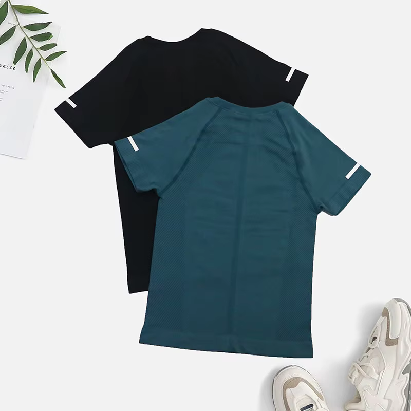 T-shirt de yoga sans couture pour femme, haut de fitness 2 pièces, chemises d'entraînement athlétiqu