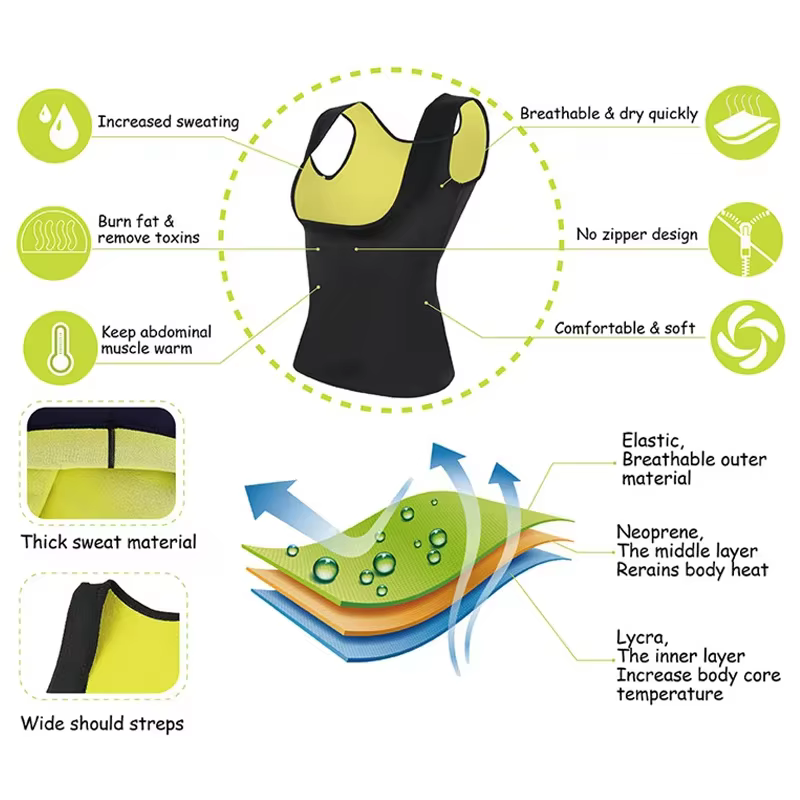 Femmes formation T-shirts Sauna hauts de sport vêtements de Fitness minceur corps sculptant gilet pe