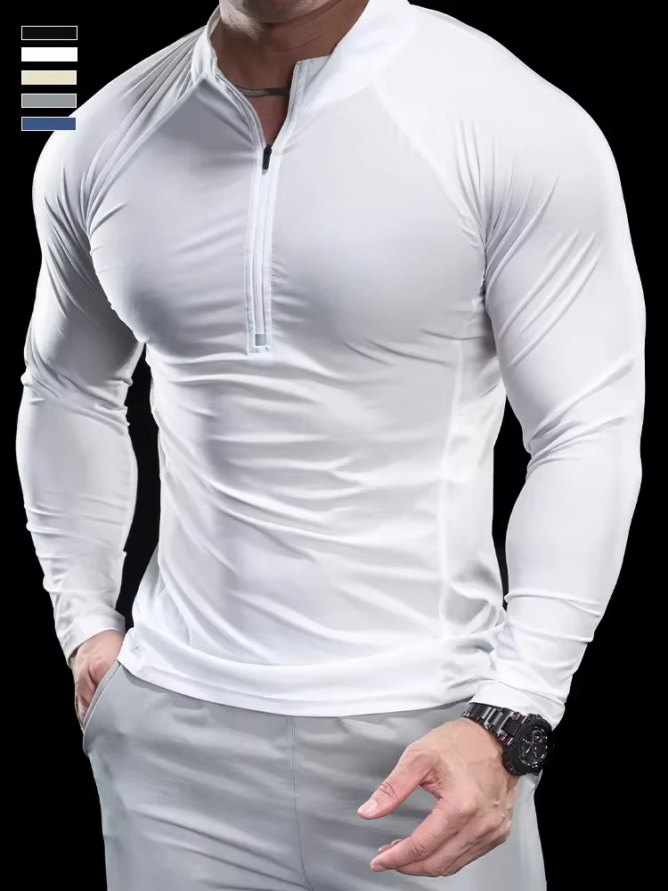 T-shirt de sport pour hommes, hauts de Fitness, de course, d'entraînement, col rond, séchage rapide,