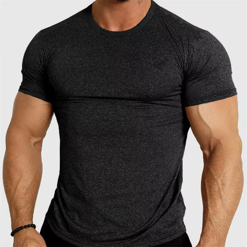 Nouveau T-shirt de sport serré séchage rapide fitness vêtements de sport à manches courtes hauts cou