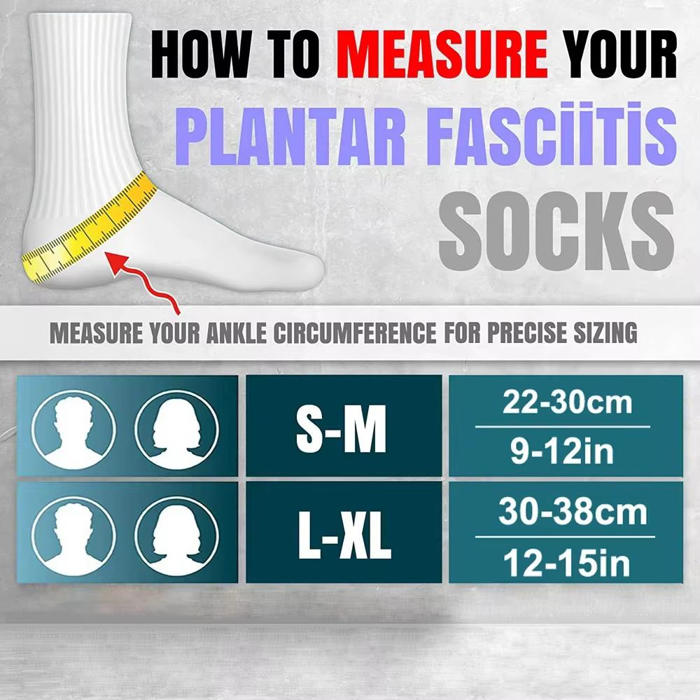 Attelle de fasciite plantaire, 1 paire, chaussettes de Compression nocturne, Supports de talon pour