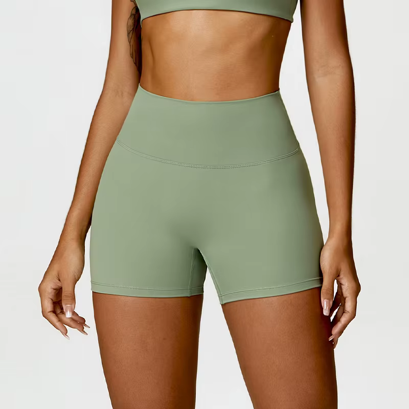 Hearuisavy Short de sport taille haute pour femme, effet push-up fessier froncé, coupe ajustée, pour