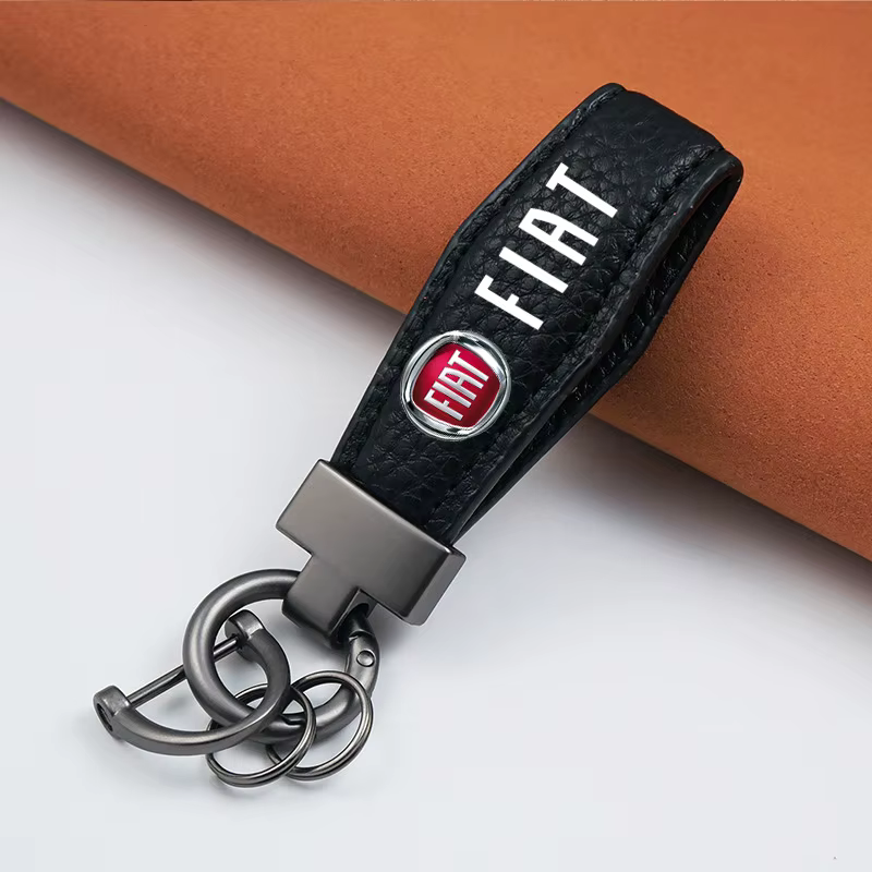 Porte-clés de voiture de luxe en cuir véritable, anneau cadeau pour Fiat Punto Abarth 500 Stilo Duca