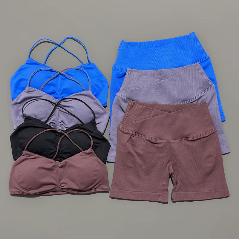 2 pièces Vision ensemble de gymnastique femmes Yoga haut court taille haute Scrunch sans couture Sho