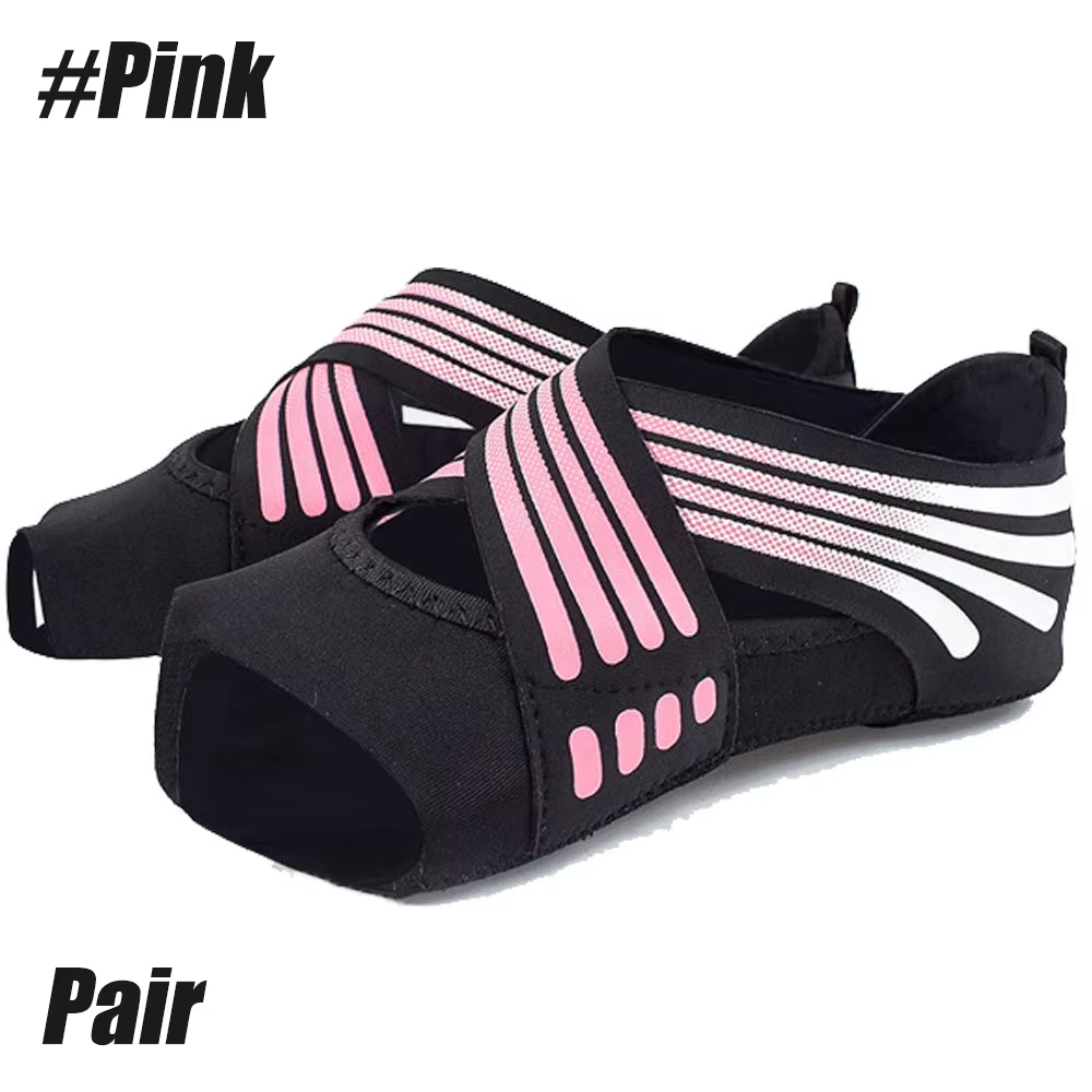 1 paire de chaussettes de Yoga, poignées et sangles antidérapantes sans orteils, pour Pilates, Barre