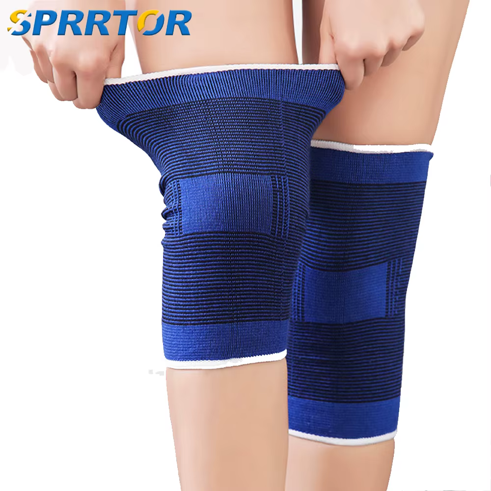 1 paire de genouillères élastiques bleues, attelle de soutien du genou, arthrite des jambes, blessur