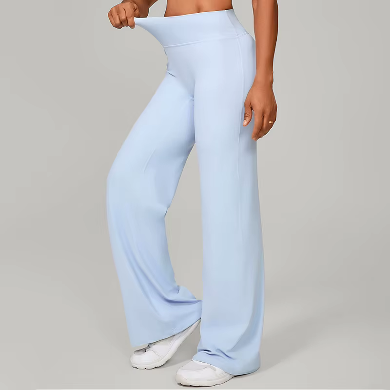 Pantalon de Yoga à jambes droites et douces pour femmes, pantalon à jambes larges, taille moyenne, e