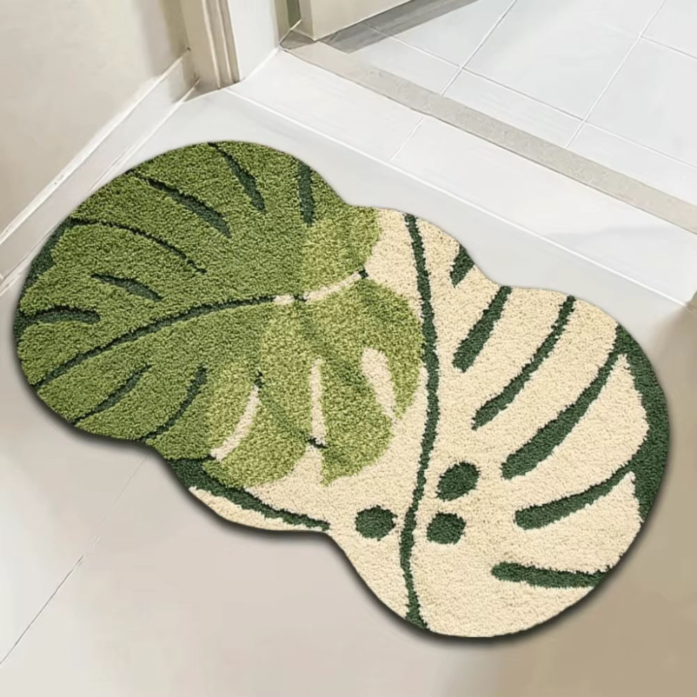 Tapis de sol en forme de feuille souple en TPR, antidérapant, motif feuille, pour salle de bain, en 