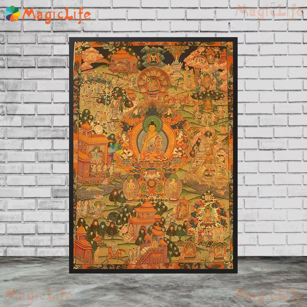 Bouddha roue de vie de la vie Sakyamuni Bodhisattva bouddhisme images murales pour salon affiche mur