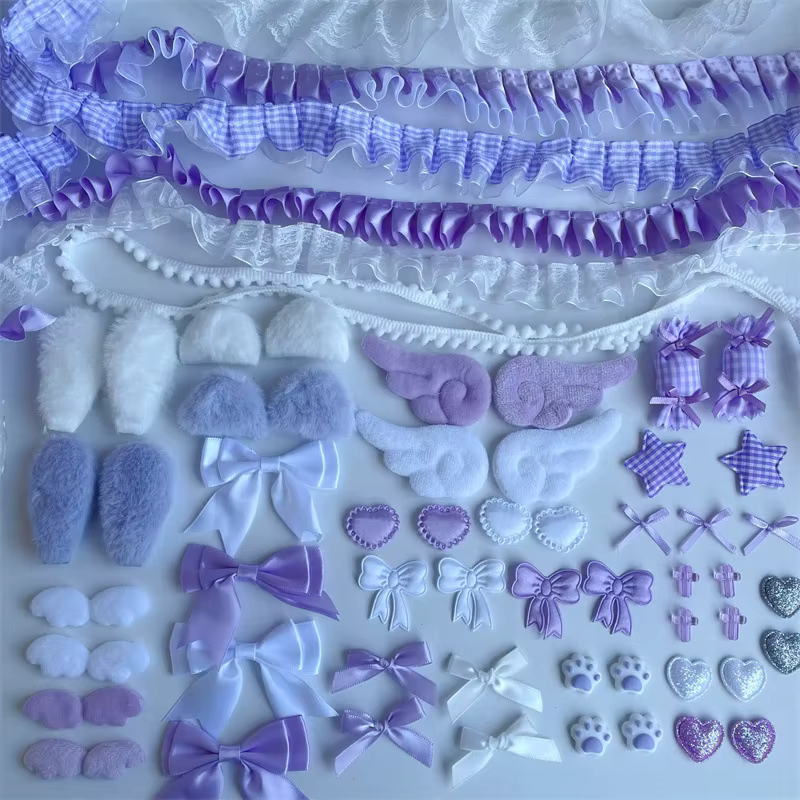 Kit d'accessoires pour cheveux DIY Princesse Rose, 67 pièces, incluant des rubans en dentelle, des n