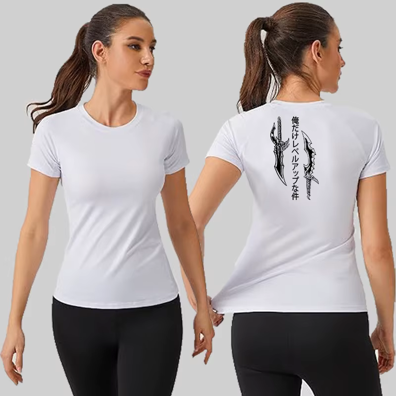 Chemise de Compression à imprimé graphique pour femmes, été, athlétique, manches courtes, baselayers