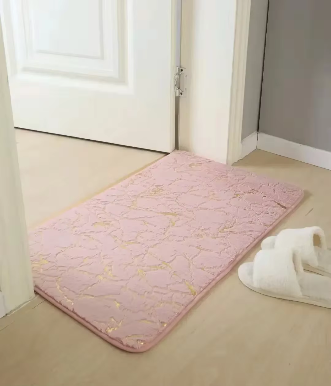 Tapis de bain lavable et antidérapant absorbant pour baignoire, tapis de douche, tapis en Faux lapin