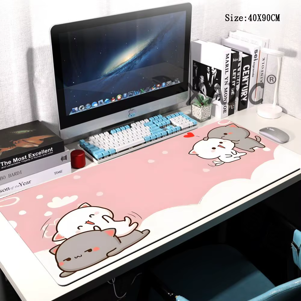 Tapis de souris XXL Kawaii pour jeux vidéo 900x400x3MM, tapis de souris rose, cadeau animalier, acce