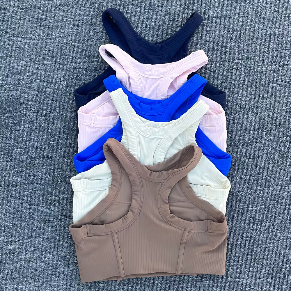 Femmes Yoga soutien-gorge débardeurs pour Fitness sensation nue Sport soutien-gorge côtelé gilet de 