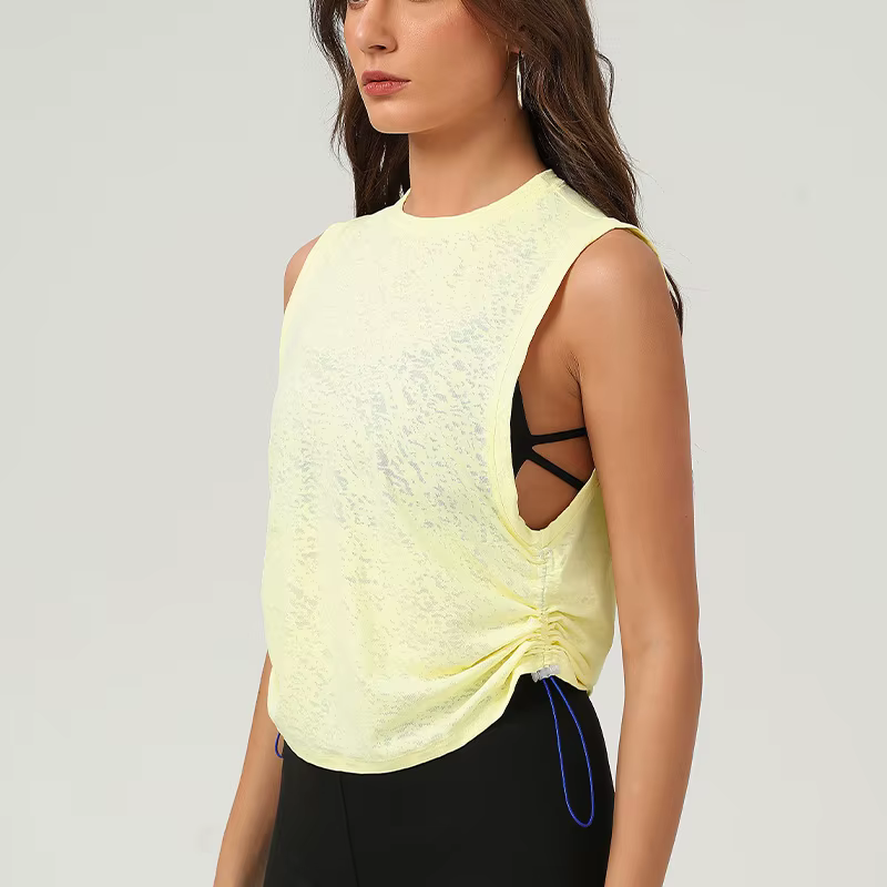 Chemise de Yoga sans manches pour femmes, couleur unie, ample, haut de course, respirant, séchage ra