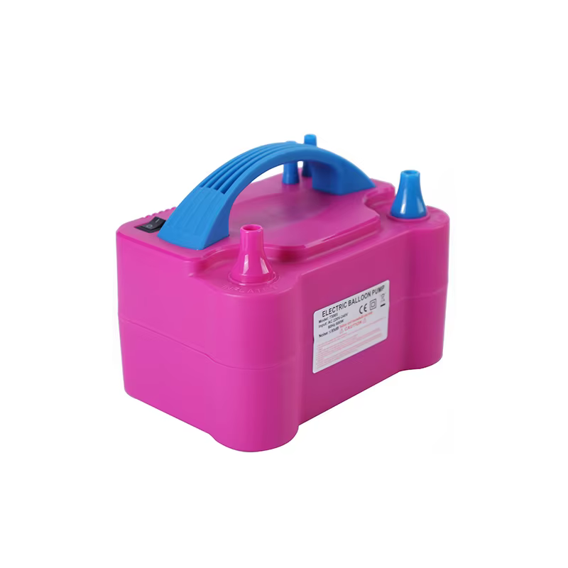 Pompe à ballons électrique portable avec deux buses, 600W, rouge rose - Alimentée par USB, fonctionn