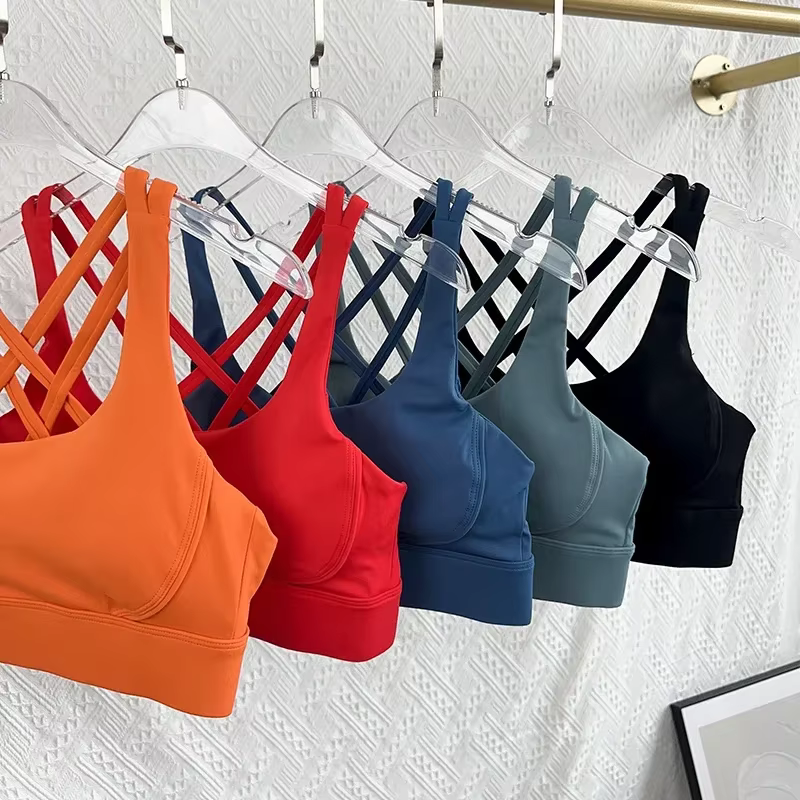 Hauts de Fitness mode dos croisé femmes Sport soutien-gorge antichoc réglable boucle Sport soutien-g