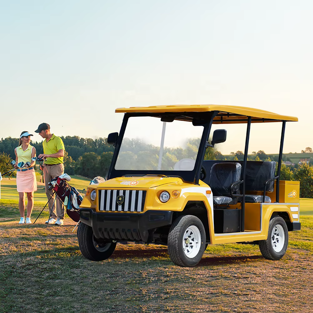 Voitures de golf électriques populaires ! Chariots de golf électriques jaunes en promotion, 5/6 plac