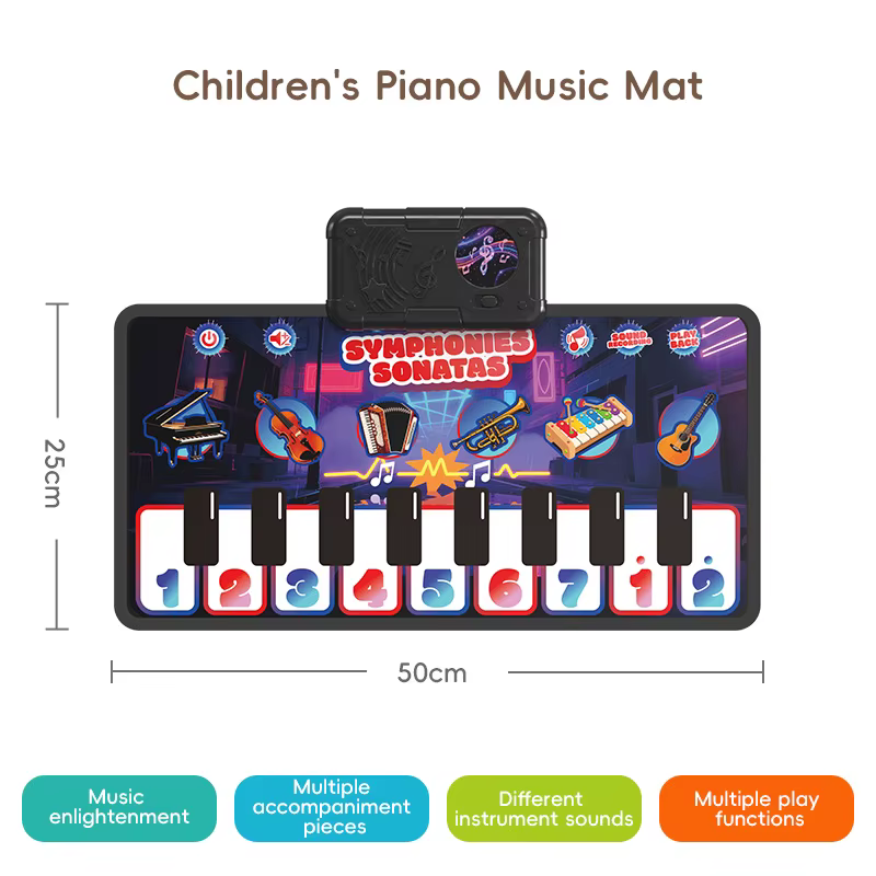Tapis musical pour bébé, piano, batterie, instruments éducatifs, clavier musical, tapis de jeu, joue