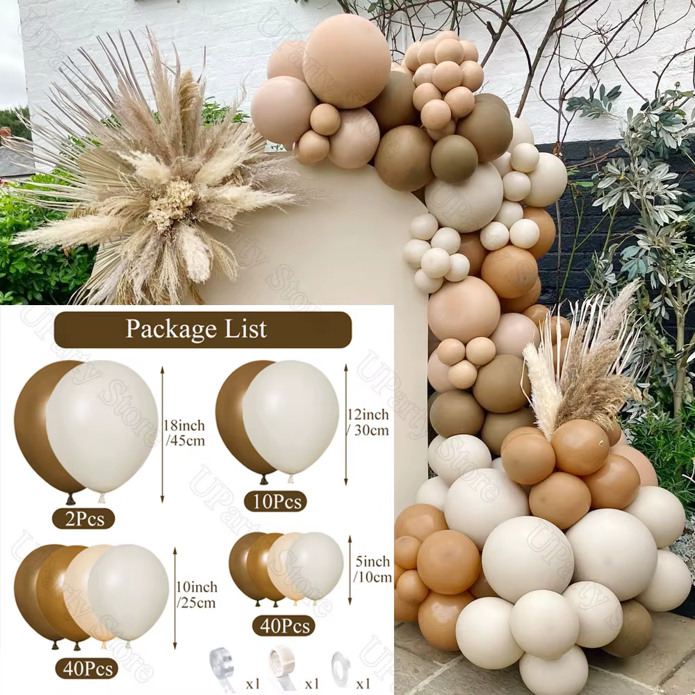 Guirlande de ballons pour fête prénatale, style Boho, sable, abricot, marron, kaki, arc pour anniver
