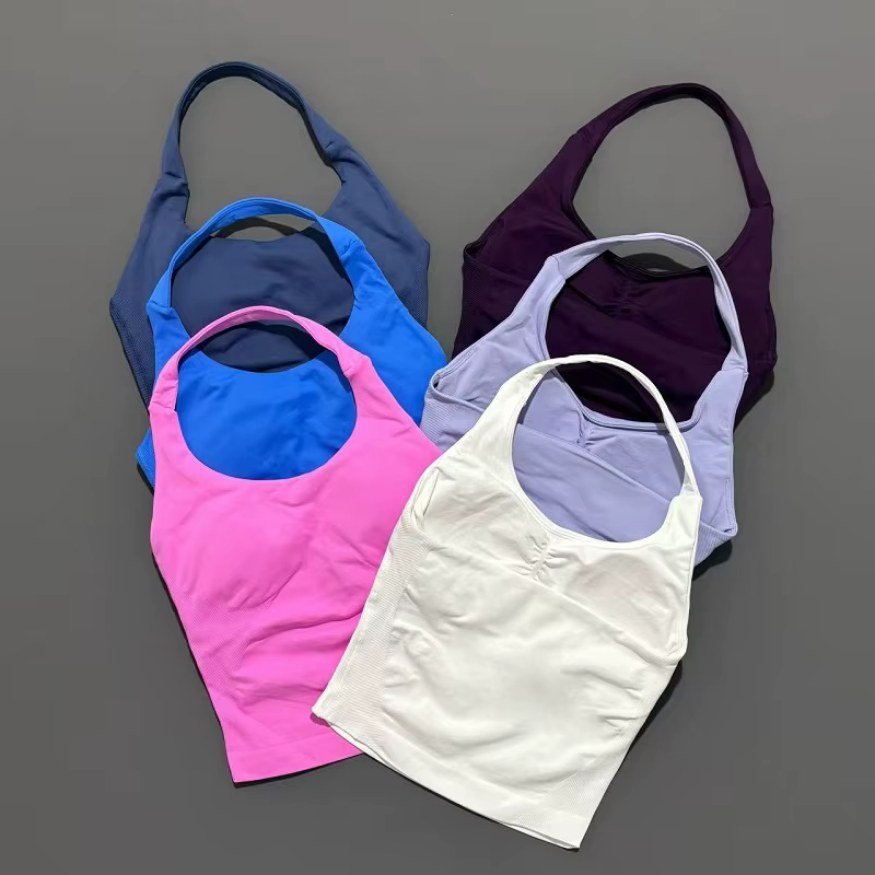 Haut de sport de gymnastique pour femmes, débardeur de Yoga sans couture, haut à bretelles, dos ouve