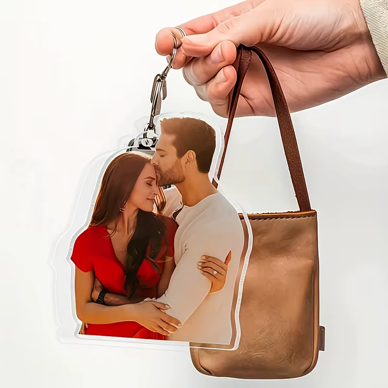 Porte-clés personnalisé avec photo de couple, porte-clés en acrylique personnalisé avec image, porte