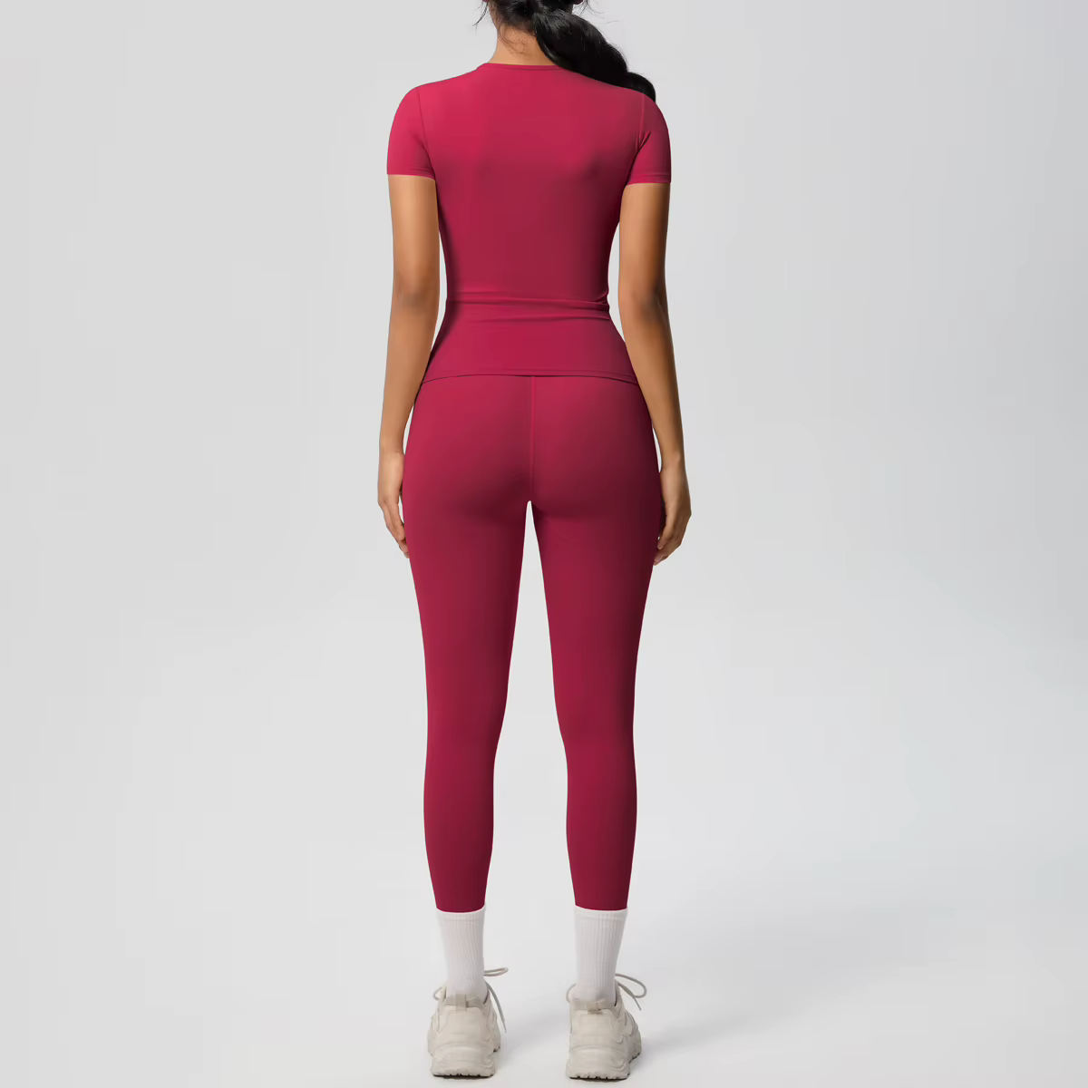 Femmes 2 pièces Patchwork Sport Yoga costume Gym Sport culture hauts Sexy moulante haut tubulaire en
